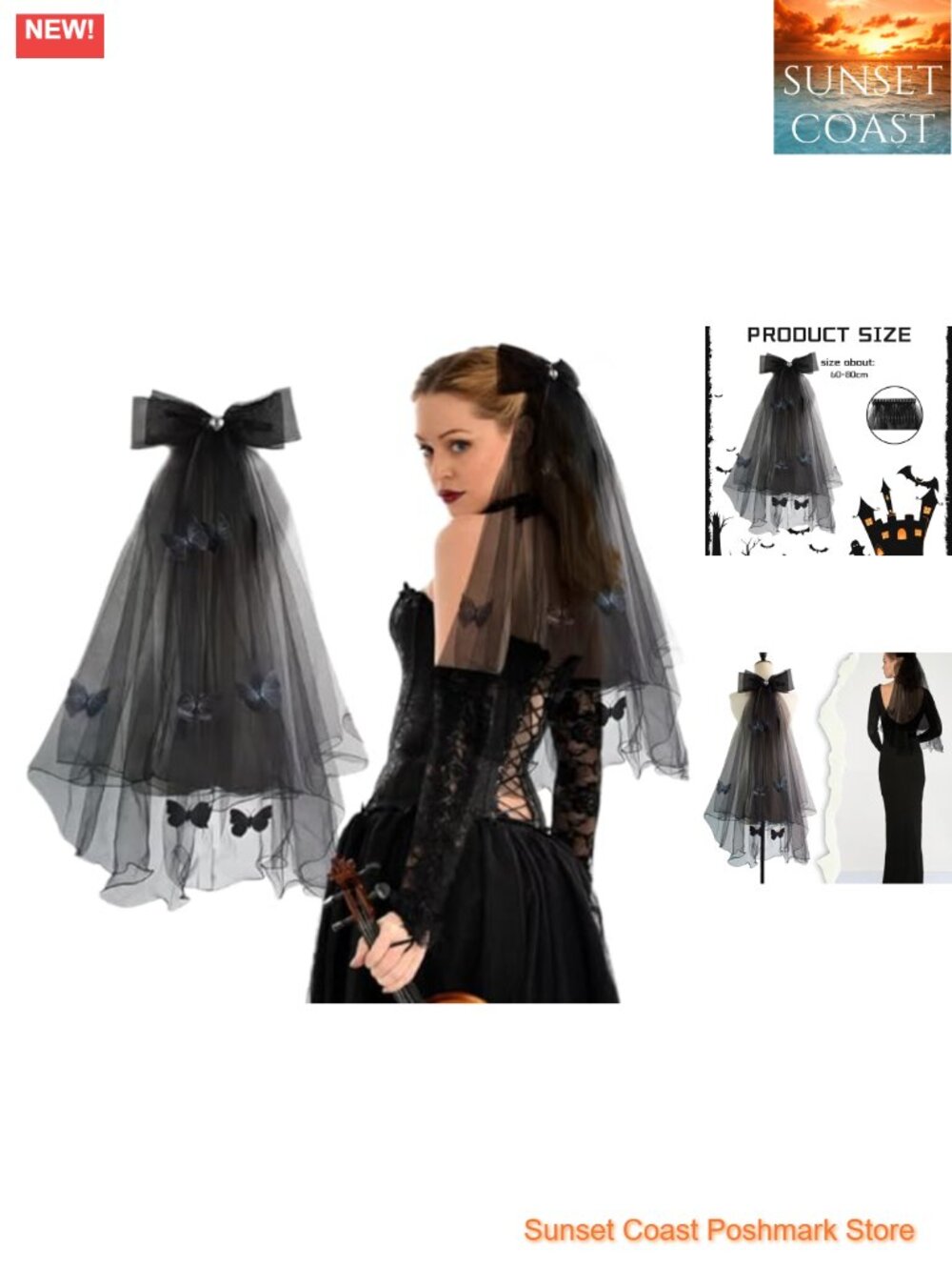 Lace Tulle Double Layer Bridal Veil with Bow & Hair Clip